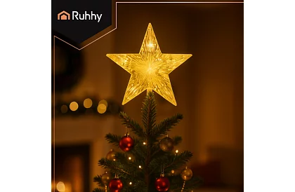 LED hviezda na vianočný stromček – teplá biela