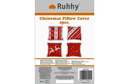 Dekoratívny poťah na vankúš 40x40 cm – 4 kusy šťastné a veselé vianoce