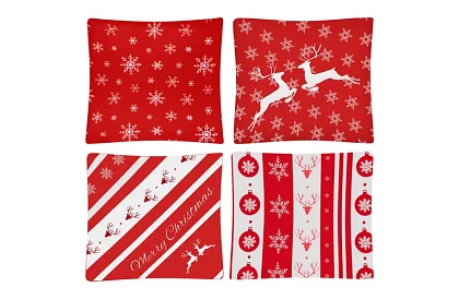 Dekoratívny poťah na vankúš 40x40 cm – 4 kusy šťastné a veselé vianoce