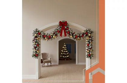 Vianočný hustý reťaz - girlanda zelenobiela 270 cm