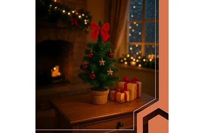 Malý umelý vianočný stromček 45 cm – ozdobený