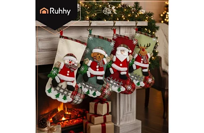 Vianočné ozdobné ponožky - sada 4 kusy s rôznymi motívmi