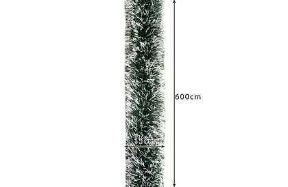 Dlhý vianočný reťaz – bielo-zelená girlanda 6 metrov