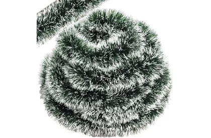 Dlhý vianočný reťaz – bielo-zelená girlanda 6 metrov