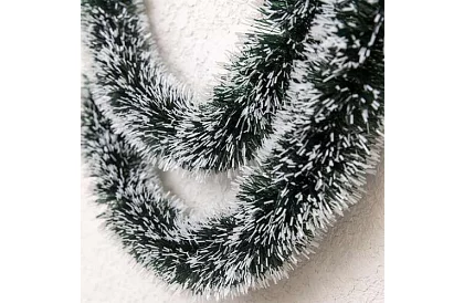 Dlhý vianočný reťaz – bielo-zelená girlanda 6 metrov