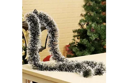 Dlhý vianočný reťaz – bielo-zelená girlanda 6 metrov