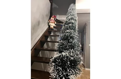 Dlhý vianočný reťaz – bielo-zelená girlanda 6 metrov