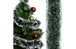 Dlhý vianočný reťaz – bielo-zelená girlanda 6 metrov