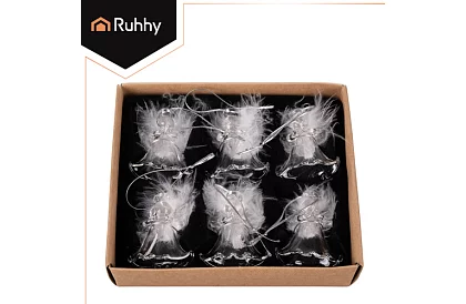 Sklenené anjeliky s perím – 6 kusov