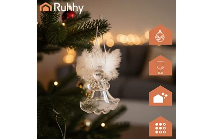 Sklenené anjeliky s perím – 6 kusov