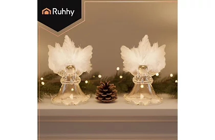 Sklenené anjeliky s perím – 6 kusov