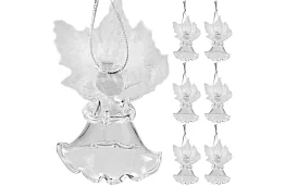 Sklenené anjeliky s perím – 6 kusov
