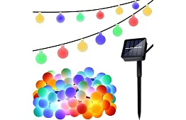 Dekoratívny vonkajší solárny reťazec Balls – 7 metrov, multicolor