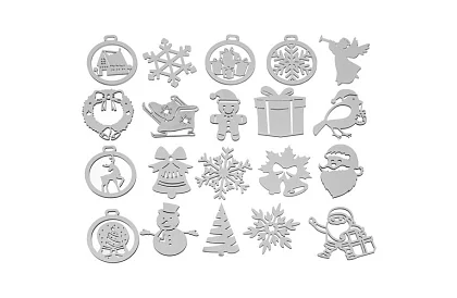 Drevené biele vianočné ozdoby 20 kusov