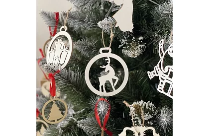 Drevené biele vianočné ozdoby 20 kusov