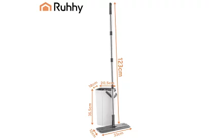 Praktický plochý mop + vedro 8,5 litra – dvojkomorový s príslušenstvom