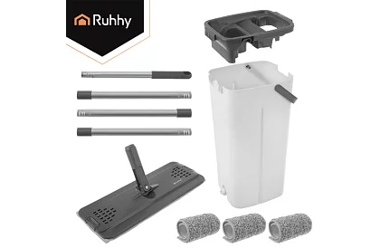 Praktický plochý mop + vedro 8,5 litra – dvojkomorový s príslušenstvom