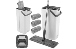 Praktický plochý mop + vedro 8,5 litra – dvojkomorový s príslušenstvom