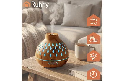 Aroma difuzér Puri – zvlhčovač vzduchu 400 ml s LED podsvietením