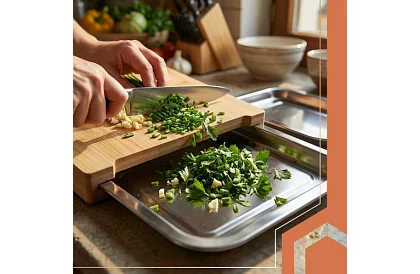 Bambusová doska s vysúvacími nádobami