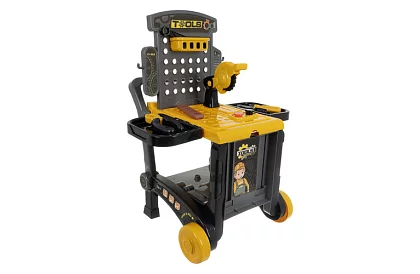 Detská dielňa 3v1, vozík s náradím - 59 dielov