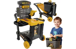 Detská dielňa 3v1, vozík s náradím - 59 dielov