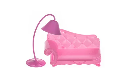 Trojposchodový domček pre bábiky s balkónom + bábika + 22 kusov nábytku