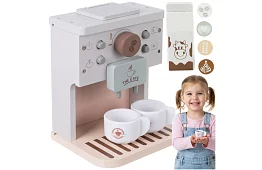 Drevený kávovar s príslušenstvom