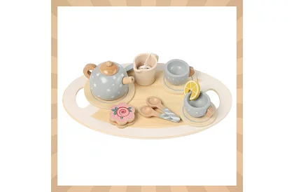 Drevená čajová súprava – šedá