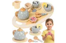 Drevená čajová súprava – šedá