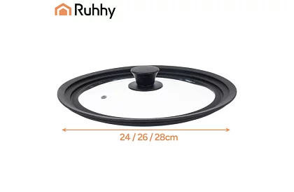 Univerzálny silikónovo-sklenený poklop 3 v 1 - priemer 24/26/28 cm