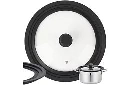 Univerzálny silikónovo-sklenený poklop 3 v 1 - priemer 28/30/32 cm