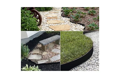 Neviditeľný obrubník 6 cm x 10 m - Záhradný okraj čierny + 20 kolíkov