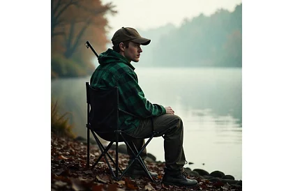 Kempingová sada, čierna - rybársky stôl + dve stoličky