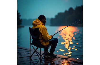 Kempingová sada, čierna - rybársky stôl + dve stoličky