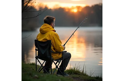 Kempingová sada, čierna - rybársky stôl + dve stoličky