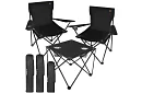 Kempingová sada, čierna - rybársky stôl + dve stoličky