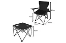 Kempingová sada, čierna - rybársky stôl + dve stoličky