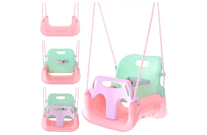 Detská farebná hojdačka 3 v 1 - do 30 kg - ružovo-zelená