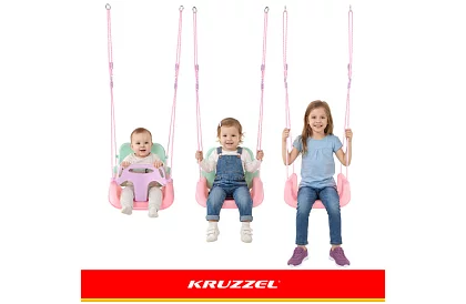 Detská farebná hojdačka 3 v 1 - do 30 kg - ružovo-zelená