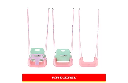 Detská farebná hojdačka 3 v 1 - do 30 kg - ružovo-zelená