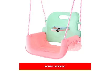 Detská farebná hojdačka 3 v 1 - do 30 kg - ružovo-zelená