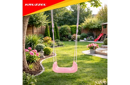 Detská farebná hojdačka 3 v 1 - do 30 kg - ružovo-zelená