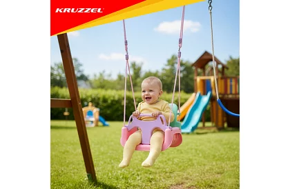 Detská farebná hojdačka 3 v 1 - do 30 kg - ružovo-zelená