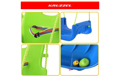 Detská farebná hojdačka 3 v 1 - do 30 kg - zelenomodrá