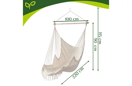 Záhradné závesné kreslo BOHO 2 v 1 – béžové