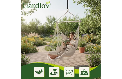 Záhradné závesné kreslo BOHO 2 v 1 – béžové