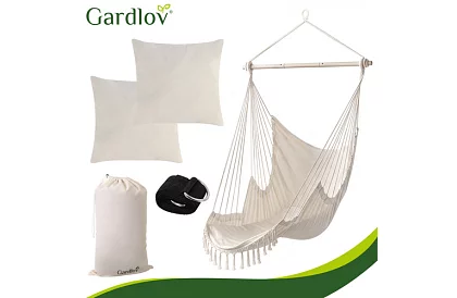 Záhradné závesné kreslo BOHO 2 v 1 – béžové