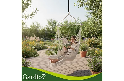 Záhradné závesné kreslo BOHO 2 v 1 – béžové