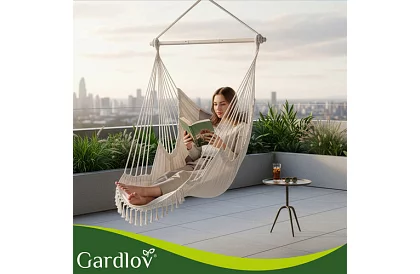 Záhradné závesné kreslo BOHO 2 v 1 – béžové